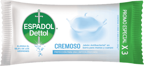 Espadol Dettol Jabón en Barra x3 Cremoso