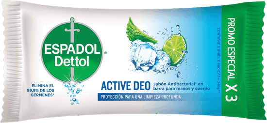 Espadol Dettol Jabón en Barra x3 Active Deo